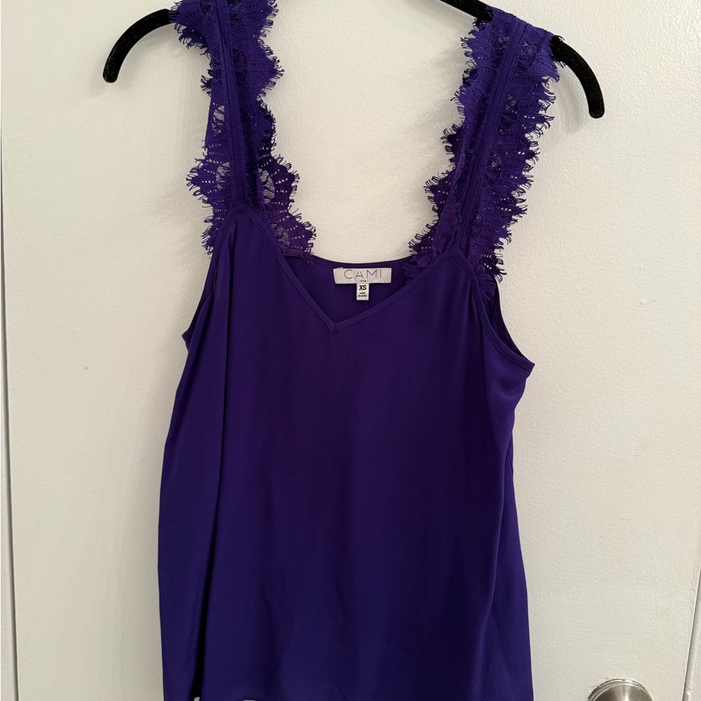 Cami NYC Purple/Blue Marlo Lace Trim Tank, Size XS